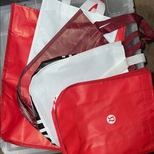 Lululemon Red and White Tote Bags